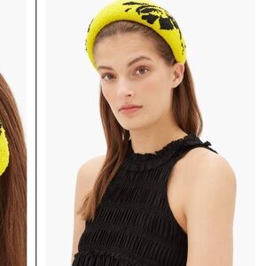 Ganni Yellow and Black Beaded Headband